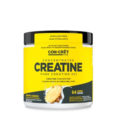 CON-CRET Creatine HCl Powder | Muscle Cognitive Cellular Energy Support | No Bloating or Cramps | Strength & Endurance | Pineapple (64 Serving)