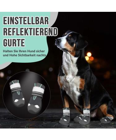 Slowton Waterproof Dog Shoes - Non-Slip Paw Protection Boots for Small & Medium Dogs | Reflective Velcro Fasteners | Winter Outdoor Use - Size 8 (7.5 cm Width) - Gray - Buy Online on GoSupps.com