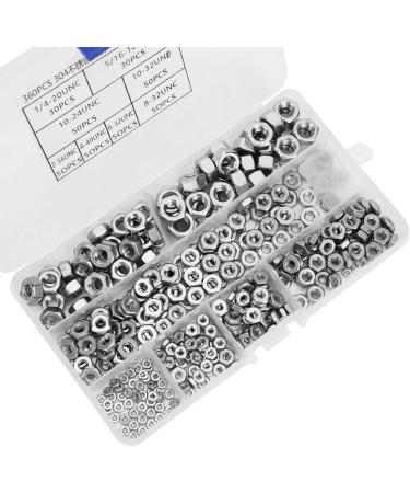 Stainless Steel 360pcs with Hex Nuts Coarse Thread American System UNC Nuts Fasteners - Buy Online on GoSupps.com