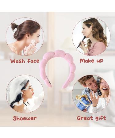 AYNKH Puffy Spa Headband Women Sponge Terry Towel Cloth Fabric Head Band Hair Accessories for Skincare Face Washing Makeup Shower (Pink) - Buy Online on GoSupps.com