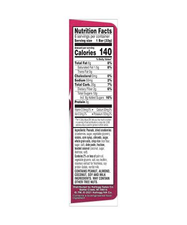 Kellogg's Special K Chewy Breakfast Bars - Cranberry Almond Flavor - Gluten-Free Snacks - 140 Calories Per Bar - 6.96oz Box (6 Bars) - Buy Online on GoSupps.com