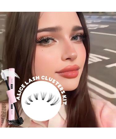 ALICE D13 Lash Clusters Kit: DIY Eyelash Extension Fluffy Cluster Lashes, D Curl, 8-16MM, Strong Hold Natural Look - Buy Online on GoSupps.com