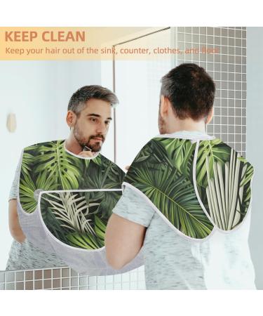 Tropical Plant Leaves Beard Bib Apron - Hair Catcher for Men | Perfect Gift for Dads & Husbands | Premium Beard Bib with Suction Cups - Buy Online on GoSupps.com