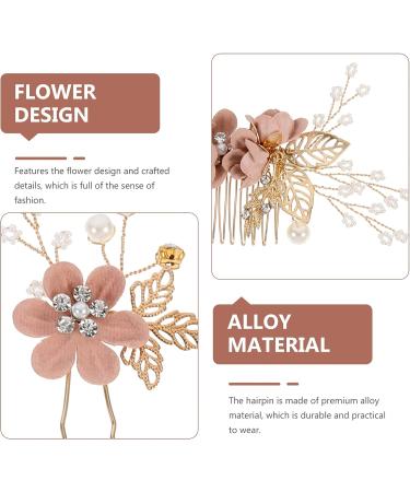 Garneck Rhinestone Wedding Hair Pins - 3Pcs Bridal Hair Clips for Women - Pink Floral Hair Accessories - Buy Online on GoSupps.com