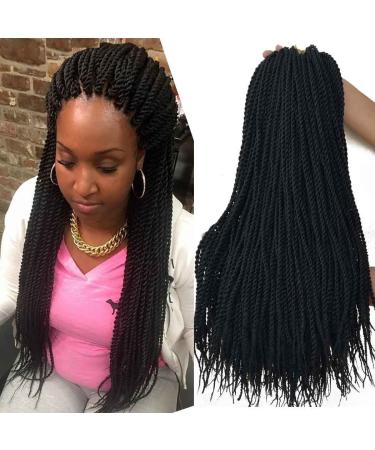 18 Inch 8Packs Senegalese Twist Hair Crochet Braids 30Stands/Pack Synthetic Braiding Hair Extensions for Black Women (18 Inch 1b) 18 Inch 1b