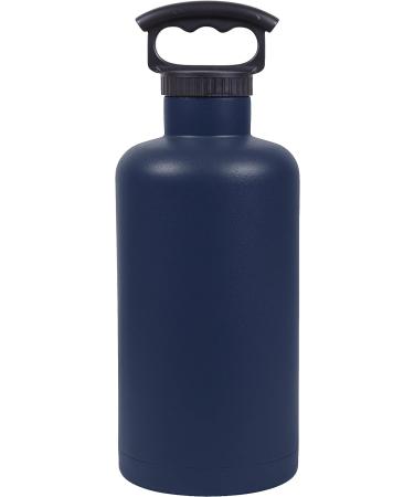 FIFTY-FIFTY 64oz Stainless Steel Growler Water Bottle, Navy - Double Wall Vacuum Insulated with 3 Finger Cap - Buy Online on GoSupps.com