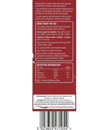 Natures Aid Mini Drops Iron Supplement - 1.69 fl oz - Buy Online on GoSupps.com