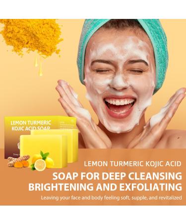 IREV Lemon Turmeric Kojic Acid Soap - Exfoliating & Cleansing Bar for Dark Spots Acne Face & Body - 200g/7OZ - Buy Online on GoSupps.com