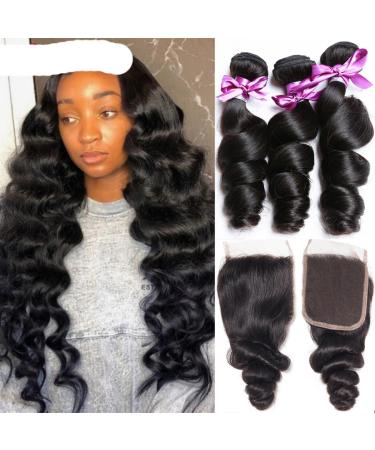 Loose Wave Bundles With Closure Human Hair 3 Bundles With Lace Closure Hair Weave Bundles Hair Extension