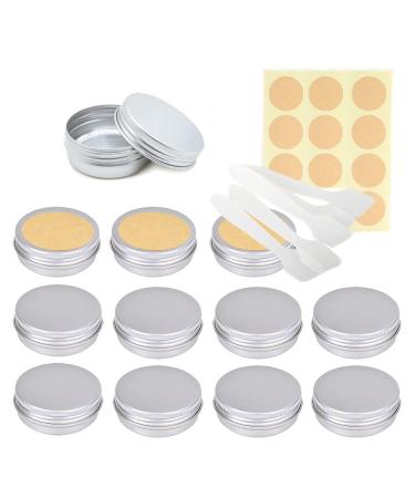 Lusdoly 100 pieces 40ml silver empty aluminum screw box - 57x23mm cream box aluminum socket with screw lid round aluminum aluminum aluminum box cosmetics cans with spatula etiquette