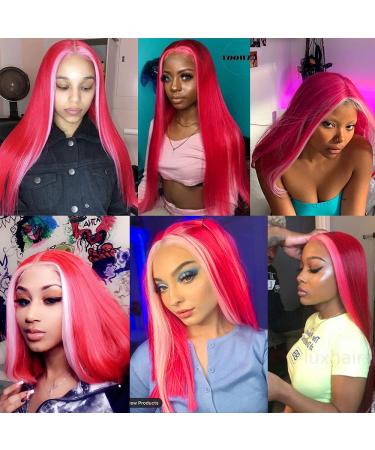 Raspberry Red & Light Pink Highlights Lace Front Wig - Heat Resistant Synthetic Hair for Fashion Women | QD-Tizer #F-Red - Buy Online on GoSupps.com