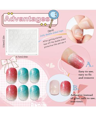 Kalolary Children s Press-On Nails - Gradient Color Fake Nails Set with Glue for Girls - 4 Boxes Short Faux Nail Tips - Buy Online on GoSupps.com