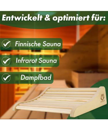 Sauna Headrest Wood 2er Set - Ergonomic Handmade Scandinavian Spruce - Optimal Comfort 37x33cm - Premium Sauna Accessories - Buy Online on GoSupps.com