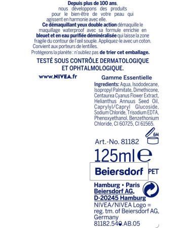 NIVEA Double Action Eye Make-Up Remover 125ml - Facial Cleaner for All Skin Types Travel Size - Buy Online on GoSupps.com