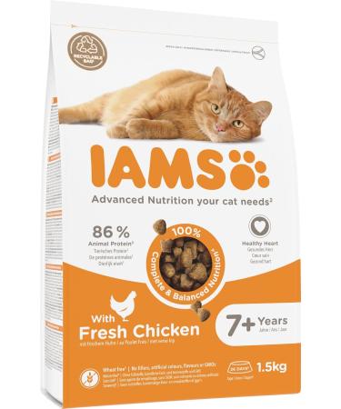 IAMS Senior Dry Cat Food with Chicken - 1.5 kg | Premium Dry Food for Cats 7+ Years - Buy Online on GoSupps.com