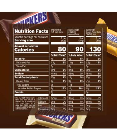 Snickers Original Peanut Butter & Almond Fun Size Bulk Variety Pack 44.5 oz - 60 Pieces - Buy Online on GoSupps.com