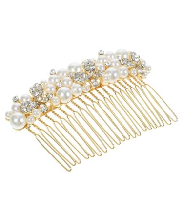 FRCOLOR Alloy Rhinestone Hair Comb Headpiece for Bride Crystal Hair Accessories Rhinestone Hair Clip Bride Hairpiece Prom Hair Accessories Rhinestones Hair up Bridesmaid Pearl
