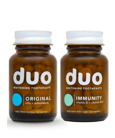 Duo Toothpaste Tablets Bundle | Nano-Hydoxyapatite (nHA) Original + Immunity (Vitamin D3 +B12) | Remineralize, Reduce Sensitivity