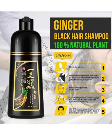 500ml Organic Natural Fast Black Hair Shampoo | Plant Essence Dye for Women Men | Cover Gray & White Hair - Long Lasting Color - Buy Online on GoSupps.com