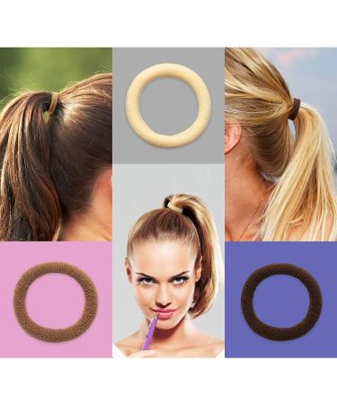 100PCS Brown Cotton Hair Ties - Seamless Thick Elastic Ponytail Holders for Women Kids & Babies | No Crease No Damage - Buy Online on GoSupps.com