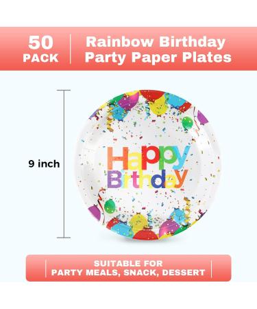 CENLBJ Happy Birthday Party Plates Colorful Birthday Party Disposable Plates 9inch-50pcs Birthday Party Paper Plates for Birthday Party Decorations HappyBirthday-B - Buy Online on GoSupps.com