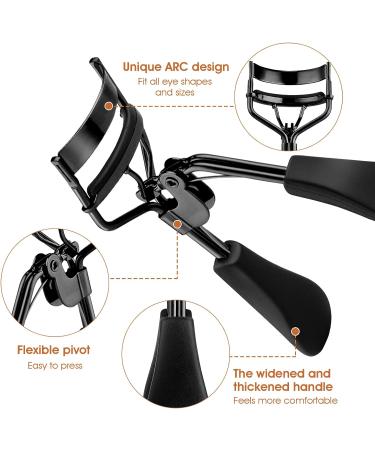 Sibba Professional Eyelash Curler with 10 Extra Silicone Pads - No Pull & Suitable for All Eye Shapes - Glossy Black - Buy Online on GoSupps.com
