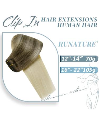 Runature Clip-In Extensions - Real Hair Blonde Balayage & Ombre 12 inch 80g Remy #8/60 - 7 Pieces - Buy Online on GoSupps.com