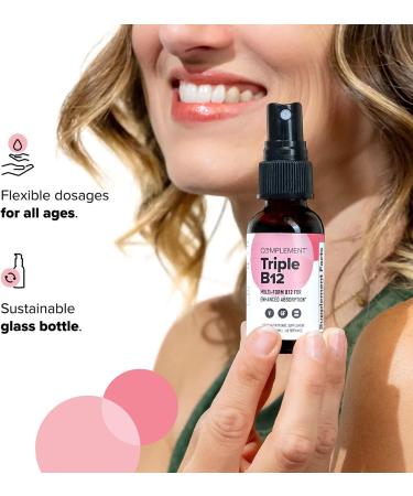 Complement Triple B12 Spray - 1500 mcg Blend for Enhanced Energy and Cognitive Function - Vegan Liquid Formula - 60 Servings - Buy Online on GoSupps.com