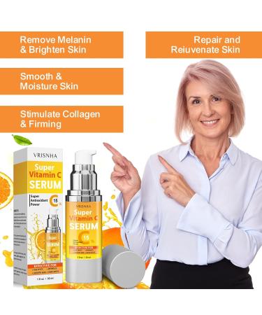 Super Vitamin C Serum for Women Over 50 | Anti-Aging Face Lift Serum with Peptides Niacinamide & Hyaluronic Acid for Mature Skin Wrinkles - Buy Online on GoSupps.com