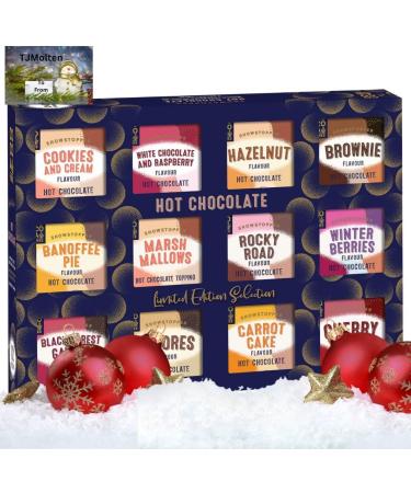 Hot Chocolate Selection Gift Set - 12 Assorted Flavours in Cookies n Creme Rocky Road Berries Cherries & Marshmallows - 400g | Perfect Christmas Gift for Men, Women, Her, Him - Buy Online on GoSupps.com
