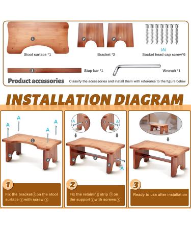 Bamboo Toilet Squatting Stool - Non-Slip Bathroom Step Stool for Adults & Kids - 6.7 Height (Dark Brown) - Buy Online on GoSupps.com