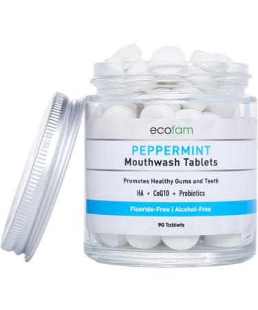 Peppermint Mouthwash Tablets - Chewable Fluoride & Alcohol-Free Travel Size - 90 Tablets for Fresh Breath - Buy Online on GoSupps.com