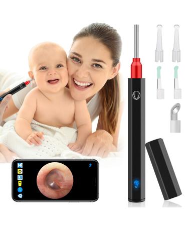 Earwax Removal Tool Urbesty Ear Wax Removal Camera with Light 1080P HD Wireless Ear Endoscope Earwax Removal Kit 3.5mm Mini Wireless Otoscope Ear Cleaning Camera with Reusable Ear Spoons Set Black