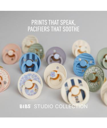 BIBS COLOUR Studio 2-Pack Schnuller - BPA-Free Cherry Nipple Natural Rubber Made in Denmark Size 1 (0-6 Months) - Pin Ivory Steel Blue Ivory Vanilla Mix - Buy Online on GoSupps.com
