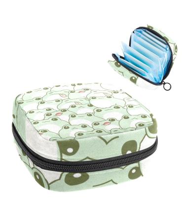 Napkin storage bag with a cute frog pattern feminine menstrual cups breastfeeding pillow holder tampon bag portable period bag for women teenagers girls 1 piece of multi-colored 9