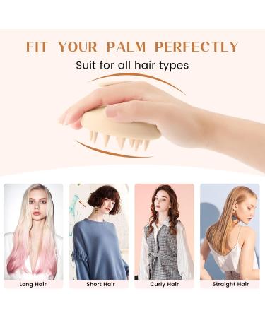 Silicone Scalp Massager Shampoo Brush for Wet & Dry Hair Care | Exfoliating Shower Brush for Dandruff Removal & Hair Growth - Beige - Buy Online on GoSupps.com