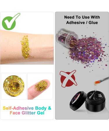 URAQT Body Glitter Gel 50ml - Holographic Mermaid Sequins - Chunky Cosmetic Glitter for Face, Body, and Hair - Sparkling Festival Party Lotion - Gold - Buy Online on GoSupps.com
