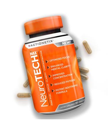 NeuroTech MAX Brain Supplements for Memory and Focus Caffeine Free Nootropic Brain Supplement Rich Brain Supplements with DMAE Bacopa Huperzine for Atheletic Performance