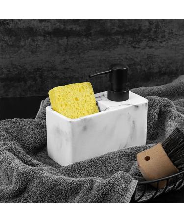 Srutueo Press-Type Bottle Detergent Dispenser Bathroom Sink Kitchen Soap Dispenser White with Dish Brush Sponge - Buy Online on GoSupps.com