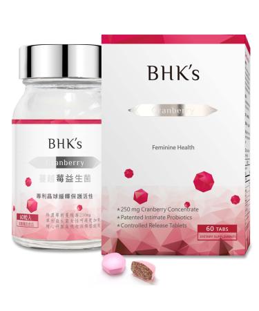 BHK's Patented Cranberry Probiotics for Women - 34:1 Concentrated Extract with PACs - Supports Urinary Tract & Vaginal Health pH Balance & Odor Control - Bio-Shield Timed-Release - 60 Tablets