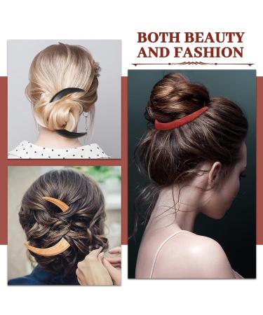 3 Pcs Moon Hair Fork & Hairpin Set | Hand Carved Wooden Moon Barrettes for Women | Lightweight Hair Styling Accessories in Red, Black, and Wood Color - Buy Online on GoSupps.com