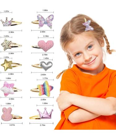 MUFEKUM 10 Pairs Girls Hair Clips Cute Hair Clips Metal Snap Barrettes include Star Butterfly Crown Heart Rabbit Shaped Hairpins Sparkly Hair Accessories for Girls Kids - Buy Online on GoSupps.com