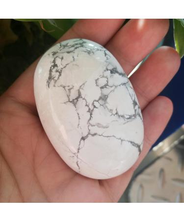 Manekieko Natural White Howlite Turquoise Worry Stones | Oval Palm Healing Crystal for Massage & Energy Balance - Buy Online on GoSupps.com
