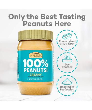 Crazy Richard Creamy Peanut Butter 16 oz (4 Pack) - 1 Pound Creamy Peanut Butter - Buy Online on GoSupps.com