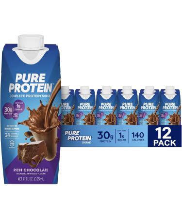 Quest Nutrition Chocolate Protein Shake Pack of 12 & Pure Protein Chocolate Protein Shake Pack of 12 30g Protein 11oz Bottles - Buy Online on GoSupps.com