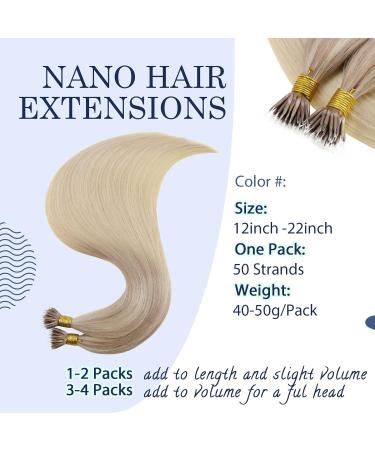 RUNATURE 16 Balayage Blonde Nano Ring Human Hair Extensions - Straight Ombre Blonde Real Hair 50g - Buy Online on GoSupps.com