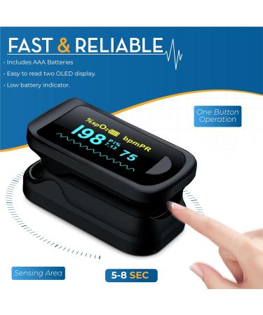 BEC PULSE OXIMETER - Includes 2x AAA lanyard and user manual. For Adults and Children - Buy Online on GoSupps.com
