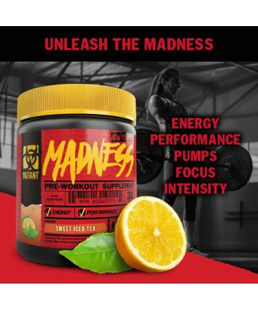 MUTANT Madness Pre-Workout Powder | High-Intensity Sweet Iced Tea Flavor | 30 Servings | 225g | Original Formula - Buy Online on GoSupps.com