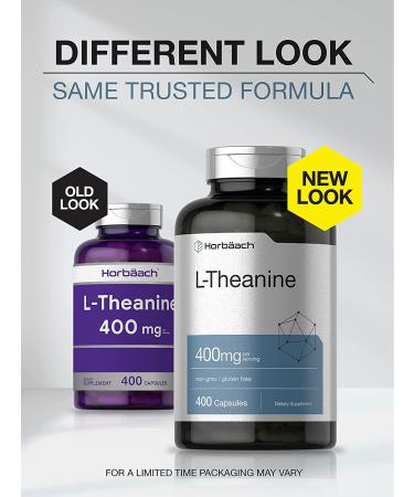 L-Theanine 400mg Capsules - Value Size | High Potency Formula | Non-GMO & Gluten Free by Horbaach - Buy Online on GoSupps.com