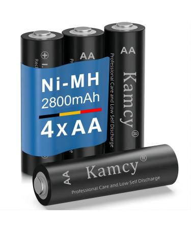 Rechargeable AA Batteries Recharge Universal Double A Battery Pre-Charged NIMH AA High-Capacity 2800mAh Rechargeable Batteries 1.2V Solar Battery - 4 Count Pack 4 Count (Pack of 1) AA